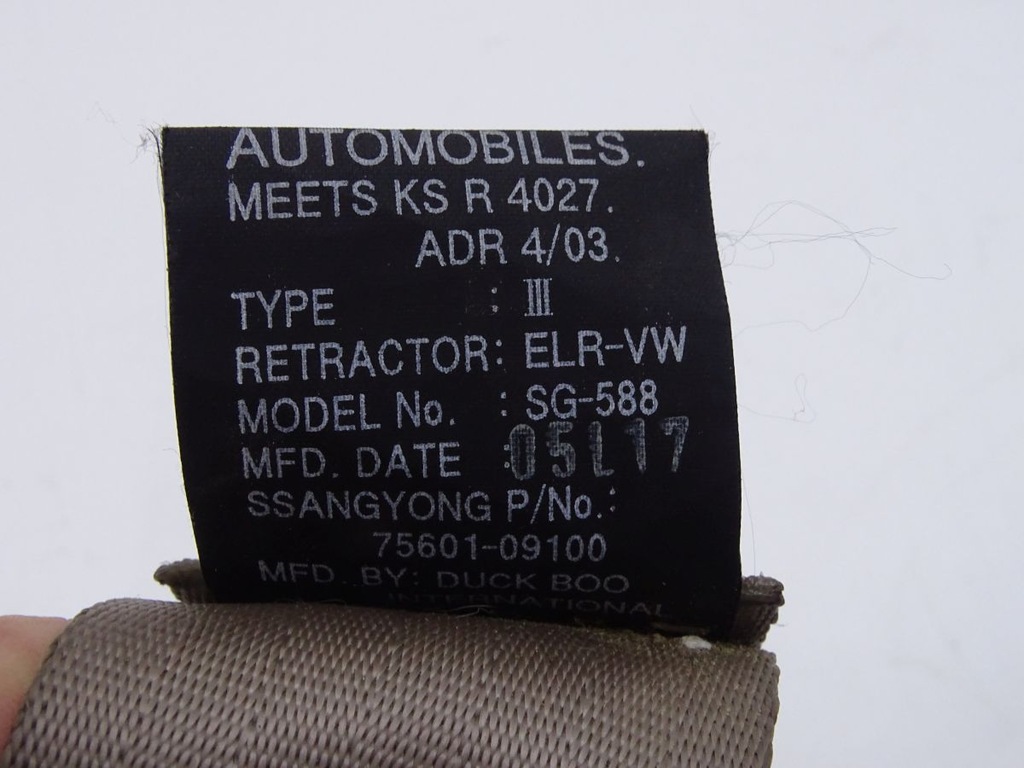 фото №5, Ssangyong kyron pas безпеки лівий задня