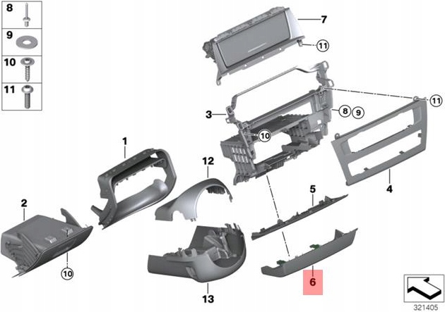 Купити Bmw x3 f25 панель приладів centerstack нижній cover trim rhd 51459301725