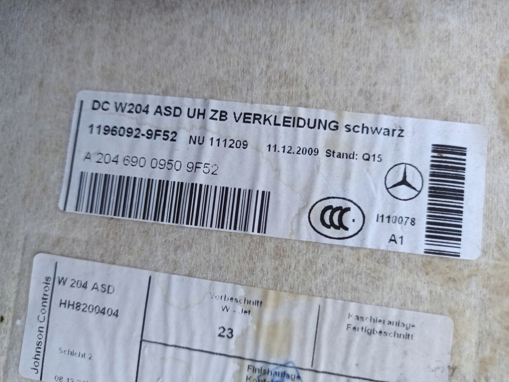 фото №8, Mercedes w204 c-klasa sedan amg потолок czarna панорама люк комплект