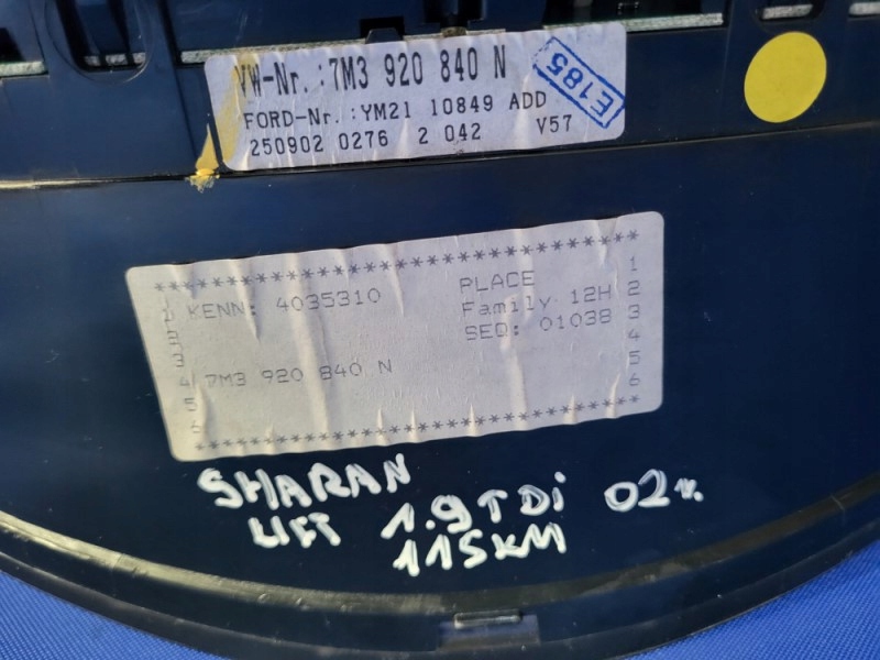 фото №6, Счетчик vw sharan i fl 1.9 tdi 115km