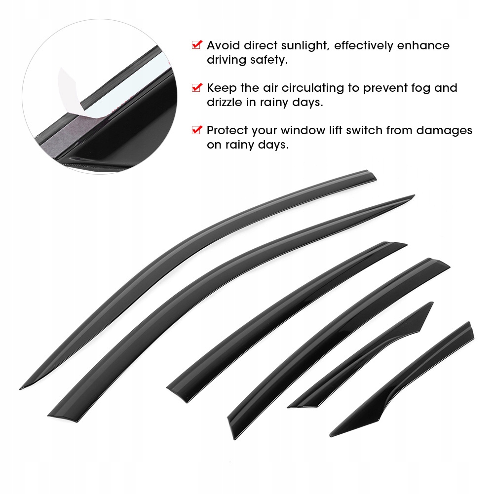 фото №7, 6 szt. czarna защита окно vent защита солнцезащитная дефлектор pasuje do