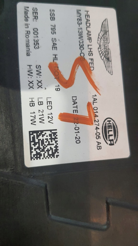 фото №15, Лампа фара левый перед aston martin my8313w030cb