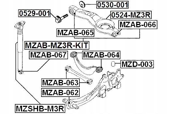 фото №2, Mimośród-podkładka mazda 3 bk 2003-2006 eu febest