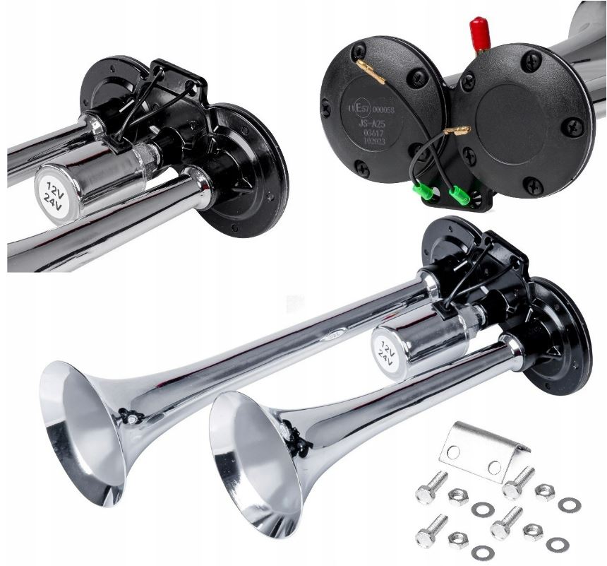 фото №8, Сигнал клаксон сирена 3 сигнальные трубы potrójny