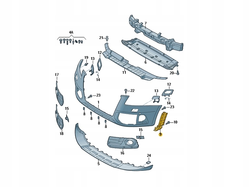 фото №11, Молдинг крепёжная бампера левая перед audi q5 8r0807277c