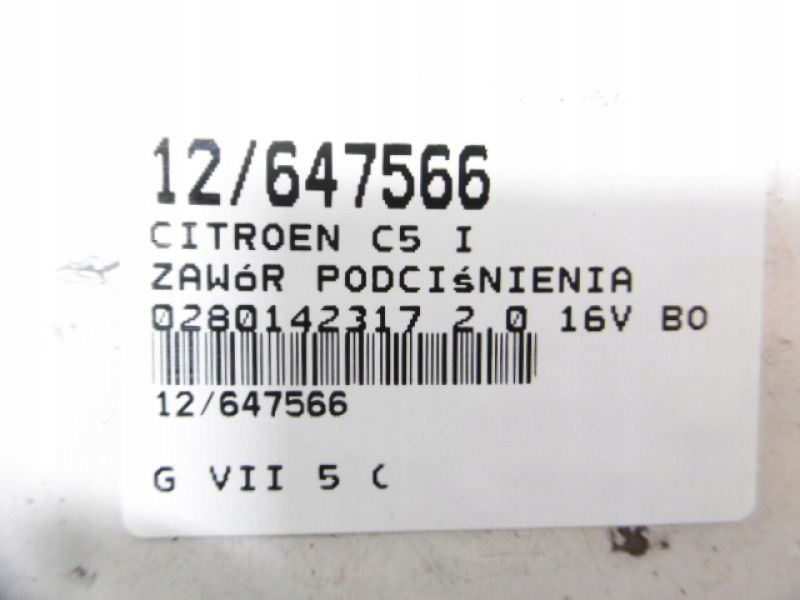 фото №7, C5 i клапан вакуумa 0280142317 2,0 16v