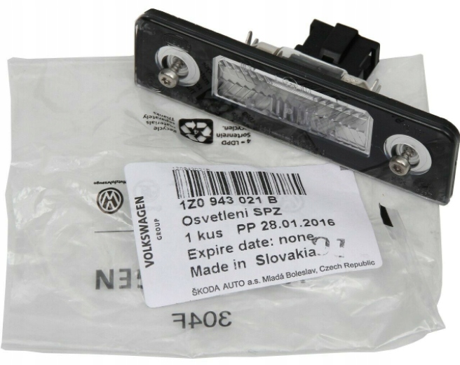 фото №1, Лампа освещение номерного знака skoda octavia ii roomster 1z0943021b оригинал