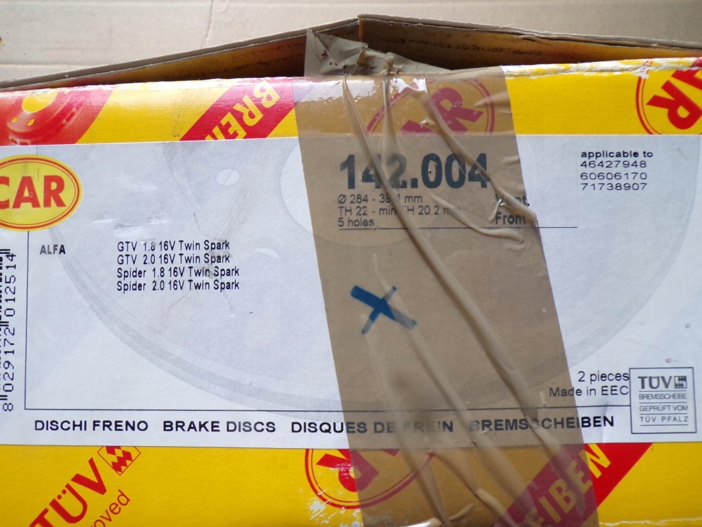 Гальмівні диски гальмівні alfa romeo gtv spider 142.004 Оригінал