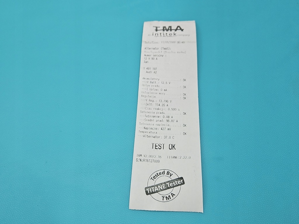 фото №7, Test генератор audi a2 037903025f 0124325011 1.4 16v