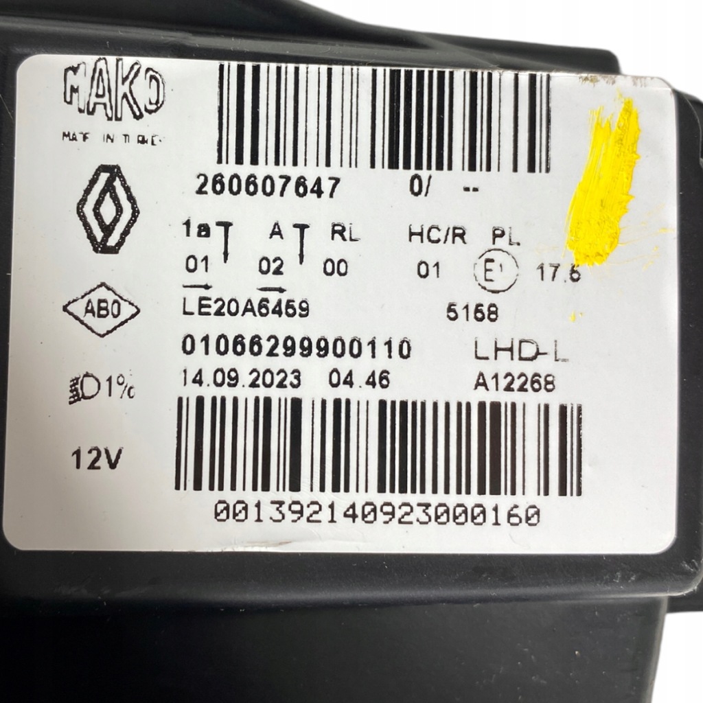 фото №15, Nowa оригинальный номер лампа фара левая левый перед do renault clio v 260607647r