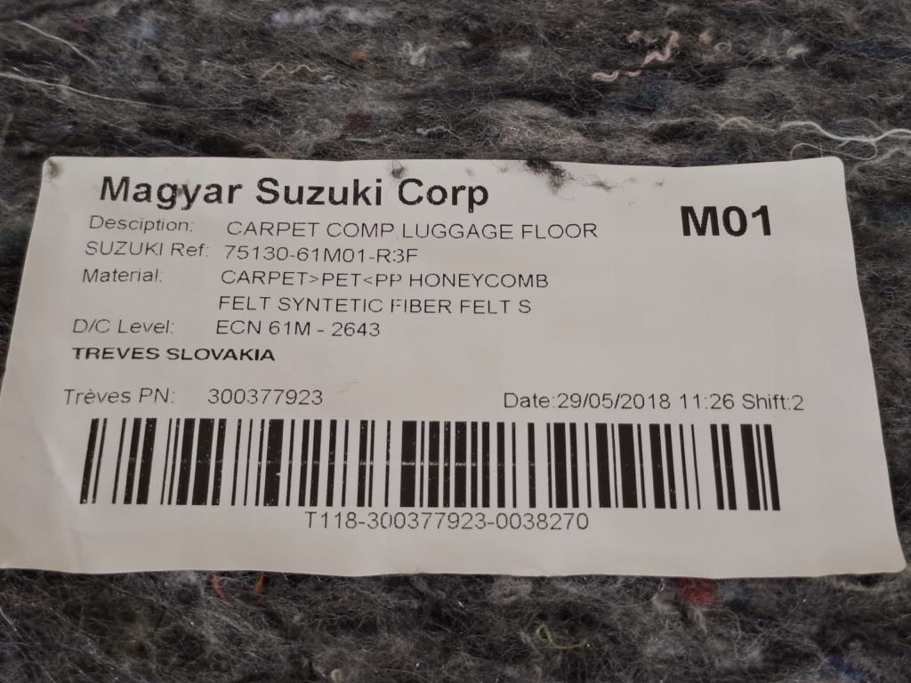 фото №7, Suzuki sx4 s-cross 18r lift 1.4t обшивка шумоізоляція плита багажника