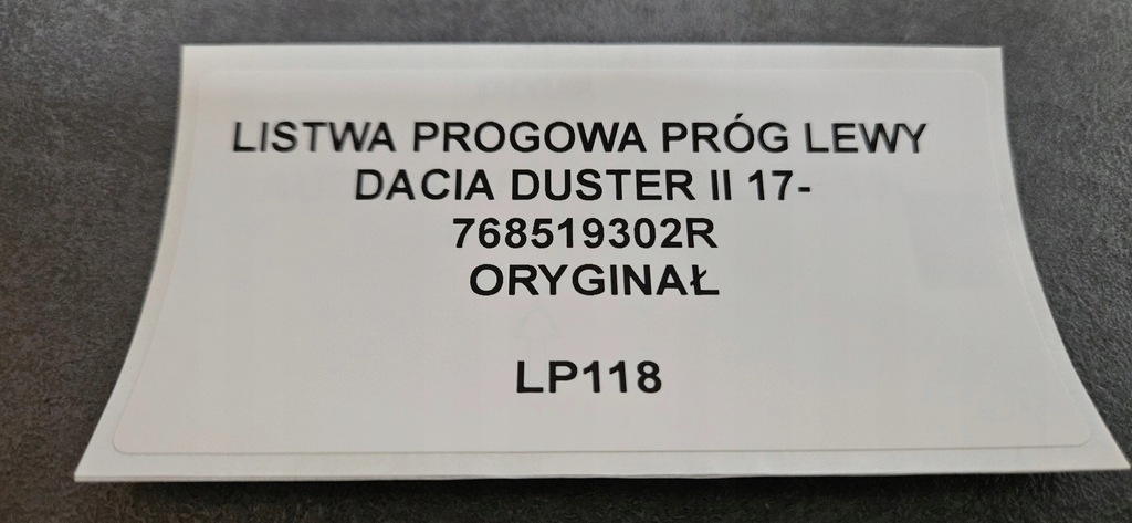 фото №12, Молдинг порог порог левый dacia duster ii 17- оригинал 768519302r