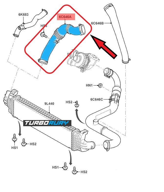 фото №7, Шланг труба turbo інтеркулер ford c-max focus ii 2.0 tdci 3m51-6c646-ud