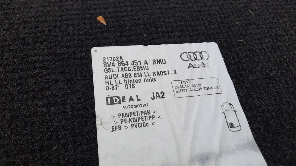 фото №13, Audi a3 s3 8v 16-20 коврики велюровые комплект 8v1864436 usa