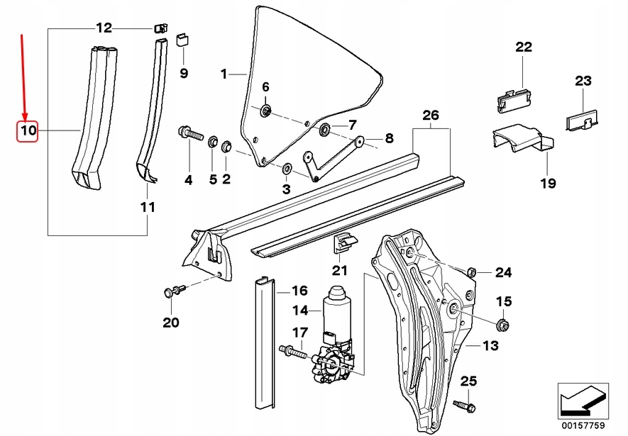 Bmw 3 кабріолет  e36 напрямна задній правої скло 51368168258 8168258 oem Зі Шроту