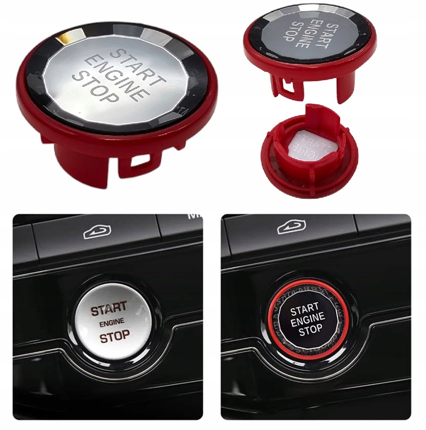 фото №1, Кнопка crystal запуск стоп jaguar f-pace xfl xel xf xe червоний diament