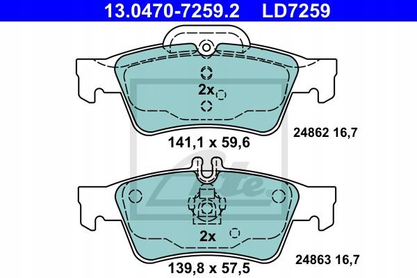 Гальмівні колодки гальмівні ate 13.0470-7259.2 Ціна