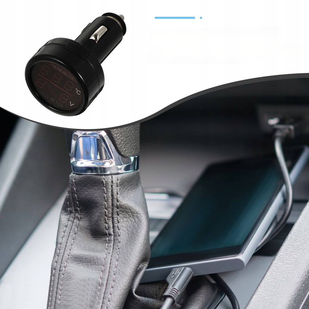 фото №8, Штекер прикурювача автомобільний 2 w 1 12–24 v woltometr індикатор temperatu