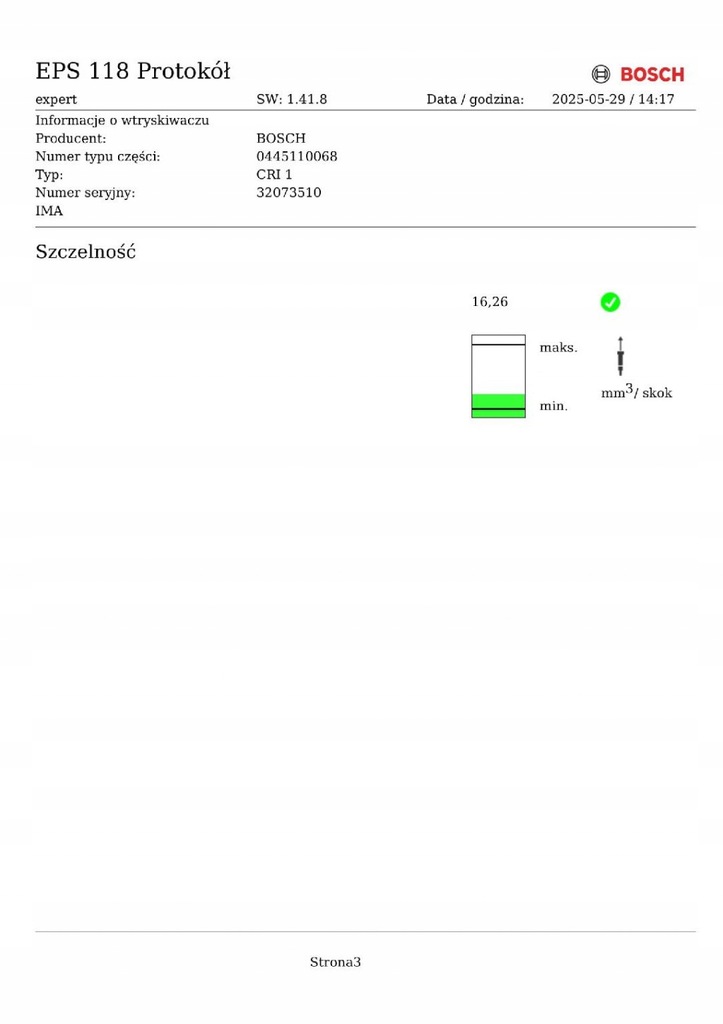 фото №8, Fiat stilo 1.9jtd 115km форсунка bosch 0445110068 test