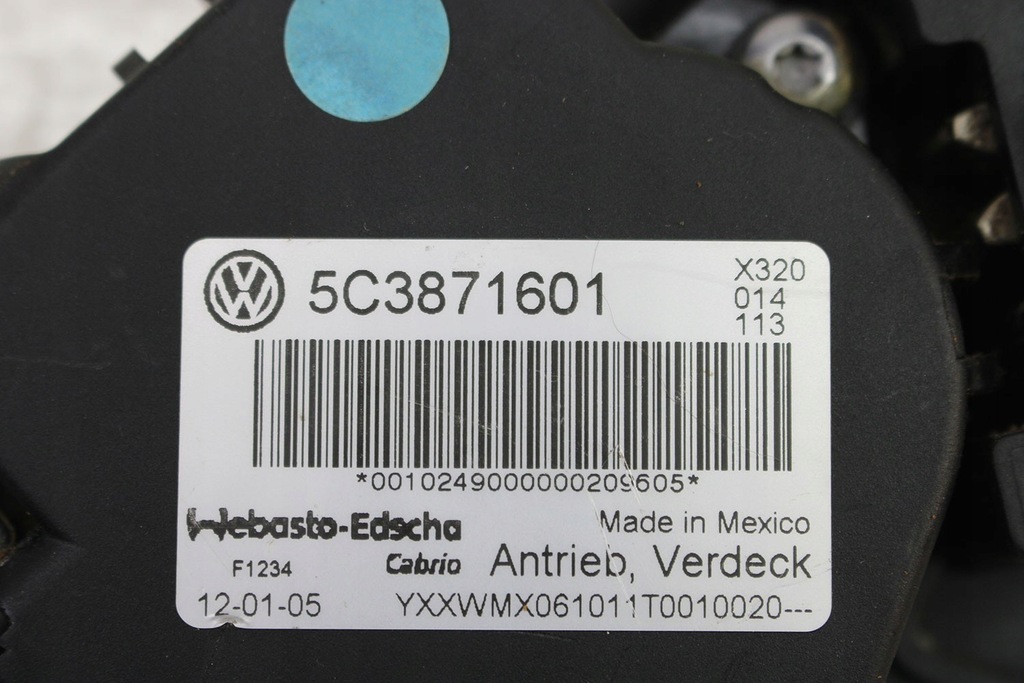 фото №7, Vw the beetle cabrio моторчик крыша 5c3871601 складной механизм new 5c 5c