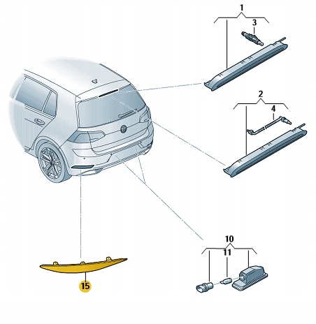 фото №2, Отражатель отражающий свет vw golf vii правая