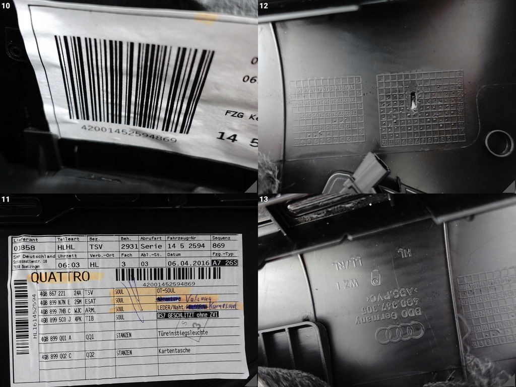 фото №11, Audi rs7 s7 a7 4g8 c7 10-18 lift оббивка обшивка двері ліва задня exclusive