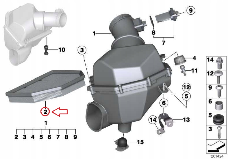 Купити Bmw 5 f10 f80 f83 f82 f12 f13 f06 вкладиш фільтра повітря 13727843284