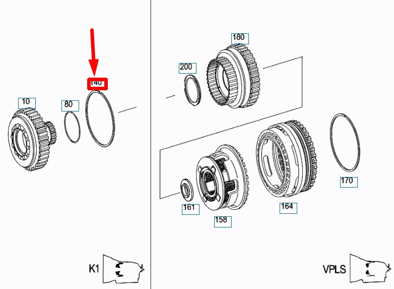 Mb ml w164 кольцо osadczy сцепления коробки передач k1 a0009948640 Киев