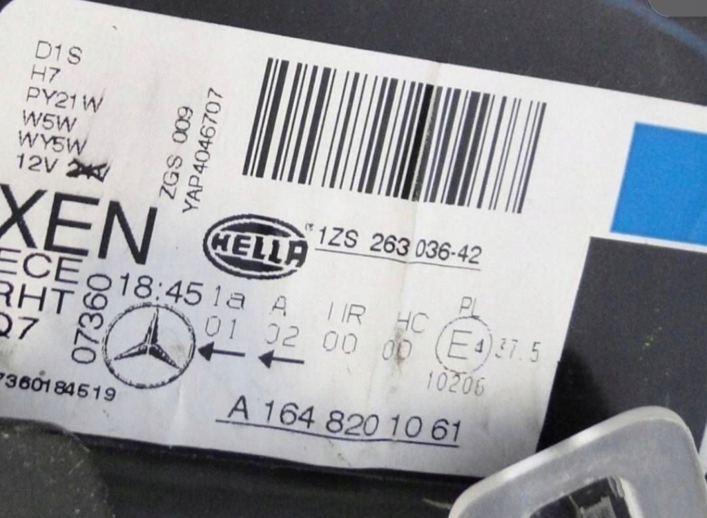 Фара перед сторона права mercedes-benz ml w164 bi ксенон skr a1648201061 Доставка