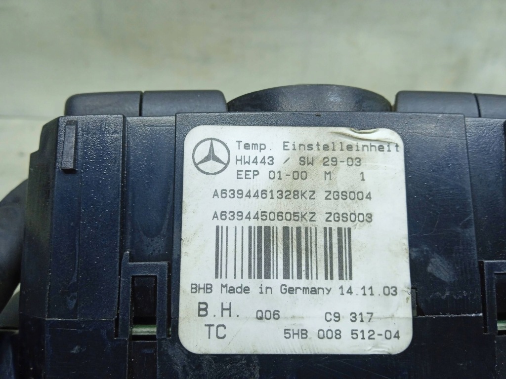 фото №5, Панель управление кондиционера a6394461328kz mercedes vito w639