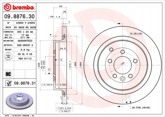 фото №3, Тормозные диски тормозные колодки задняя brembo land rover discovery iii