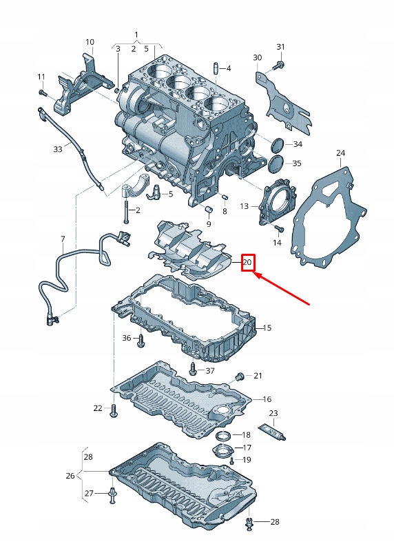 фото №1, Audi q3 8u двигатель нижний surge lock 04l103623f original