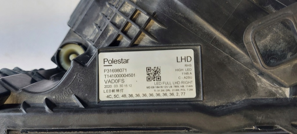 фото №11, Polestar 2 ii 20- лампа права передня правий перед 31698071 europa