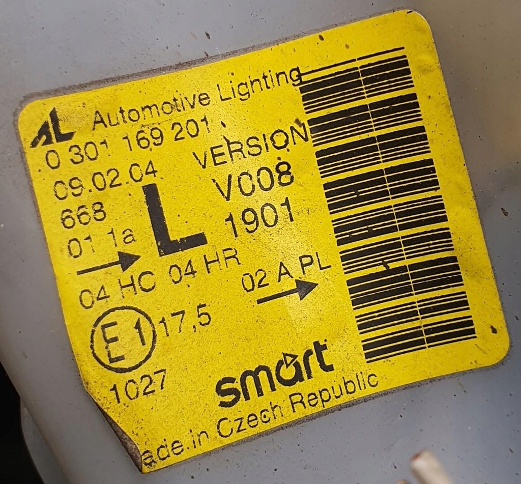 фото №9, Лампа левый перед передняя smart fortwo 450 0301169201 europa