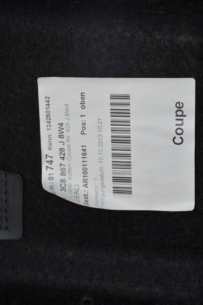 фото №8, Обивка багажника vw passat cc 3c8867427f 428j