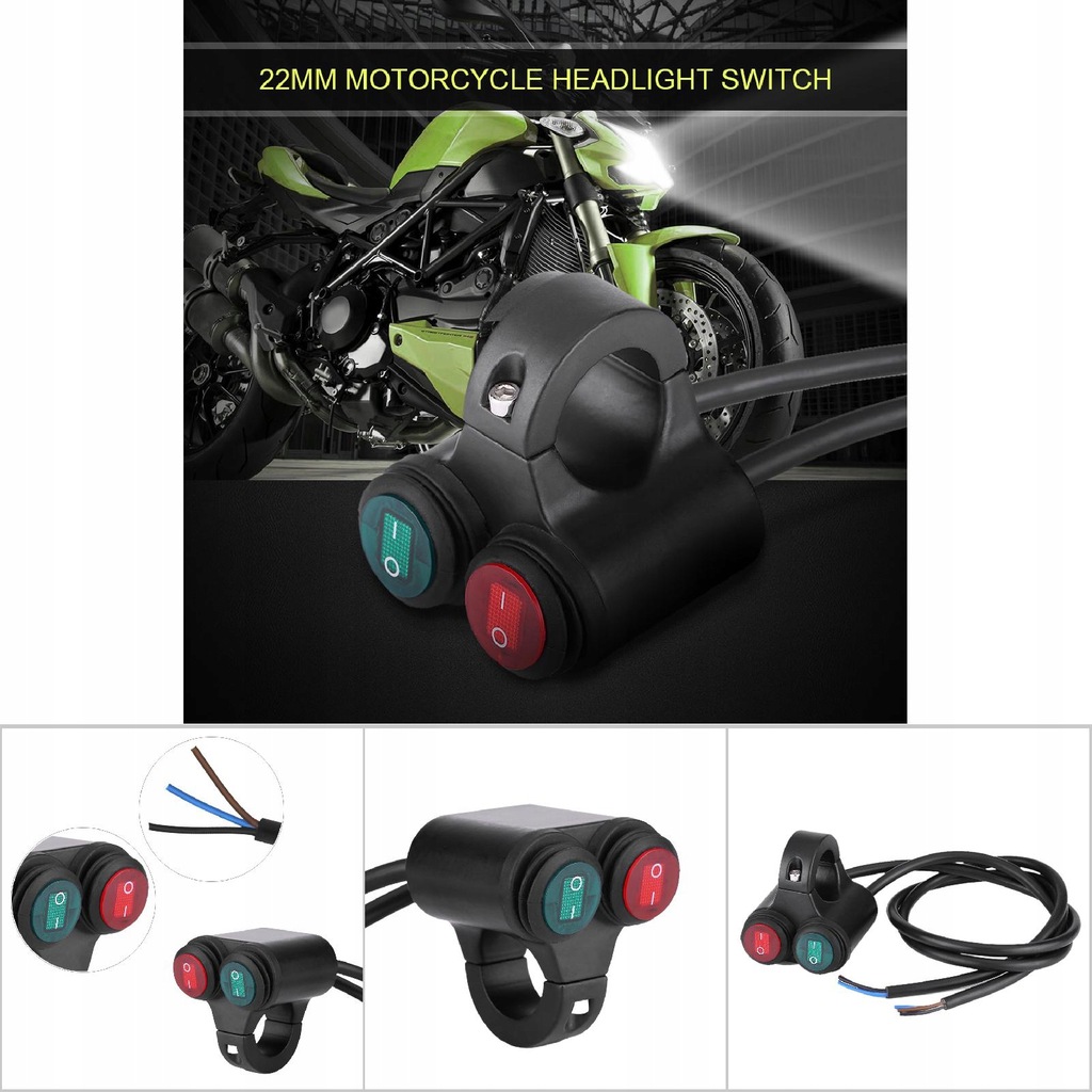 фото №15, 12v вимикач na кермо motocykla 22mm перемикач фари 2 w 1