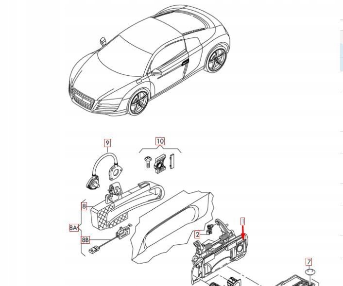 фото №1, Audi r8 42 лівий кронштейн двері 420837207a новий оригінал