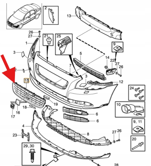 Купить Решётка радиатора решётка радиатора бампера перед volvo s40 v50 2008- r-design оригинальный номер 30744914