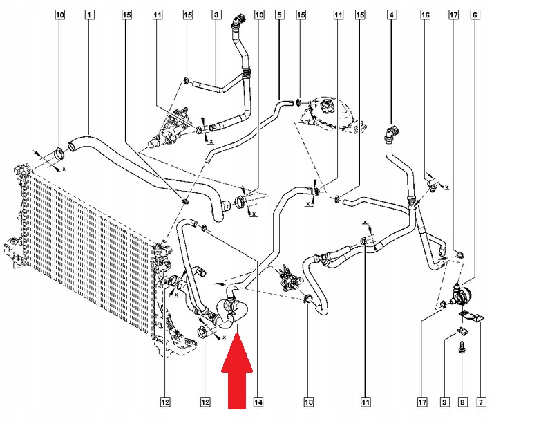 фото №2, Трубка радиатора dół renault master 215039970r