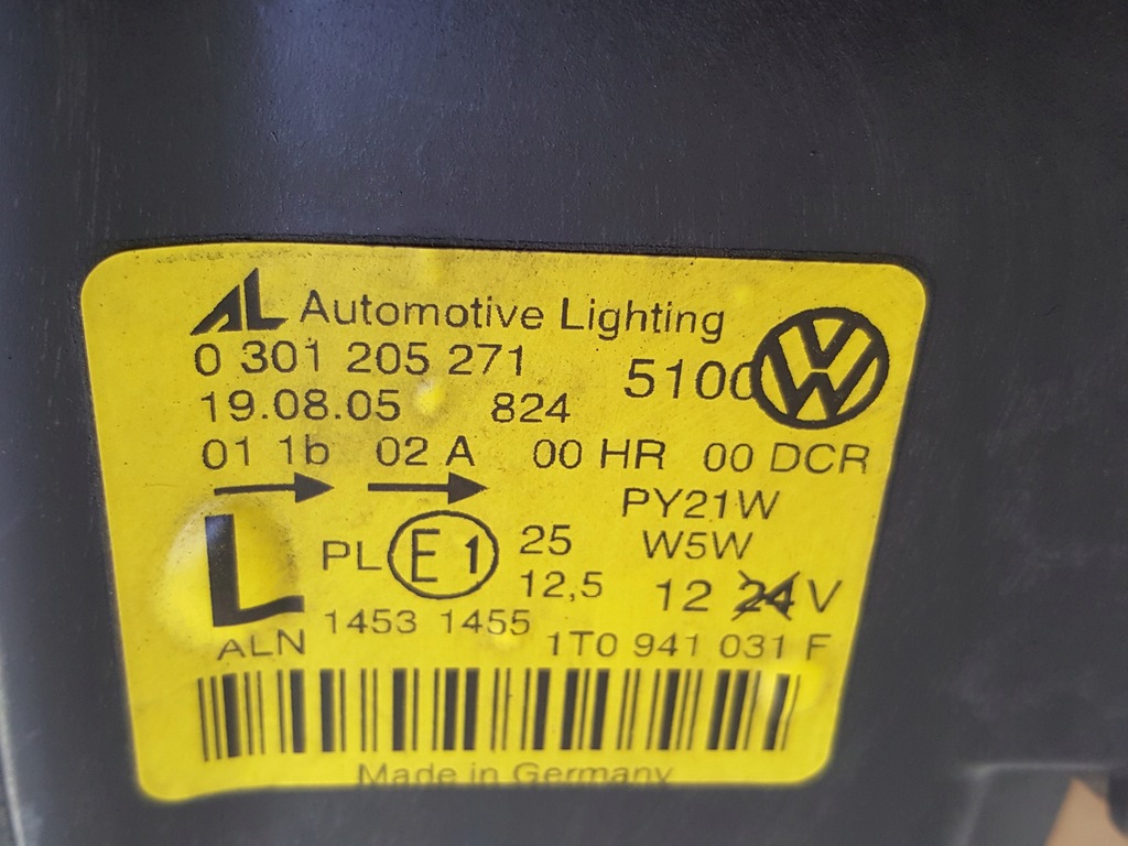 фото №7, Vw touran i 1t0941031f лампа ксенон левый перед
