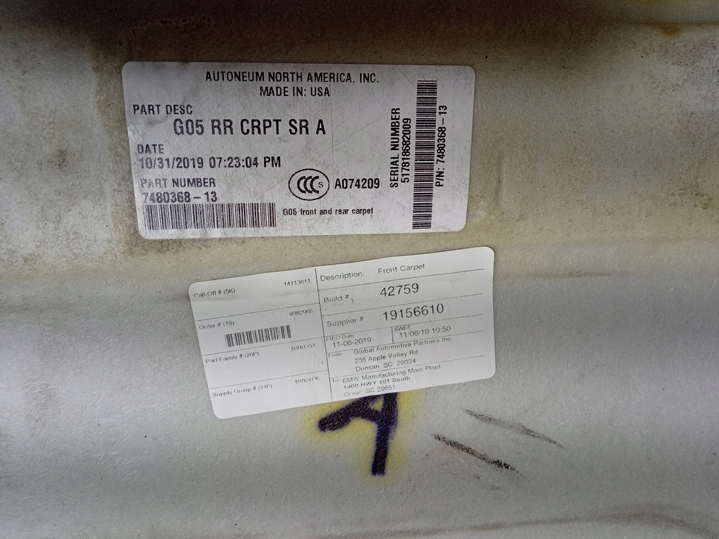 фото №5, Bmw x5 g05 обшивка коврик заднего rzędu 7480368