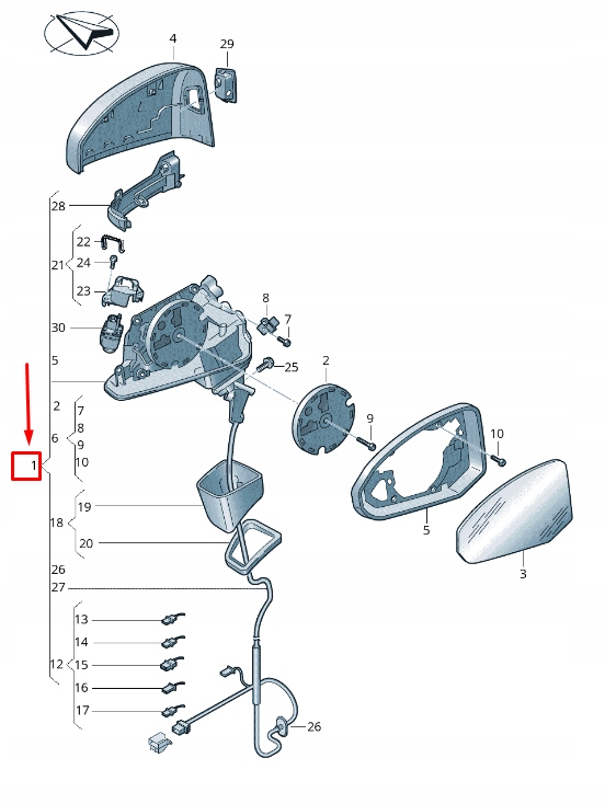 фото №2, Audi q3 f3 передняя часть правый сторона wing mirror rhd 83c857410h9b9
