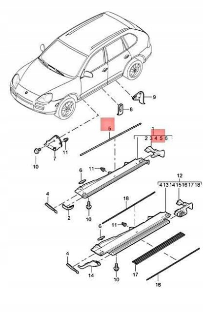 фото №1, Прокладка порог porsche cayenne оригинал nowa