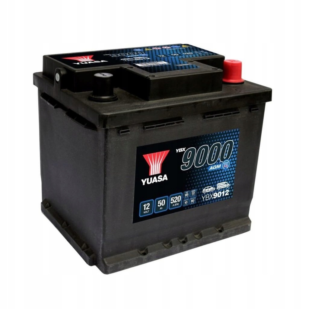 Купить Аккумулятор yuasa agm запуск стоп plus 12v 50ah 520a ybx9012