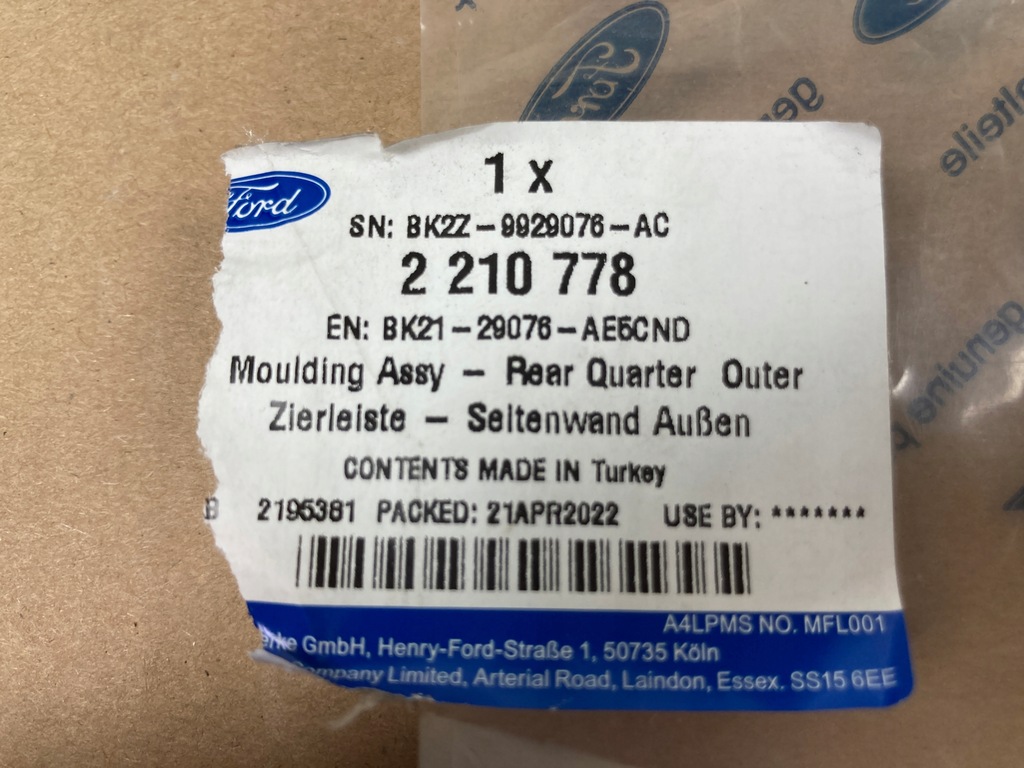 фото №10, Молдинг бік правий задня transit custom mk1 2012- 2210778 _ bk21-29076-ae5cnd