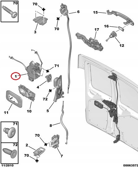 фото №7, Замок дверь citroen jumpy 07- peugeot expert 07- scudo задняя оригинал