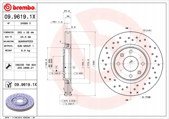 фото №3, Гальмівні диски гальмівні колодки перед brembo citroen ds5