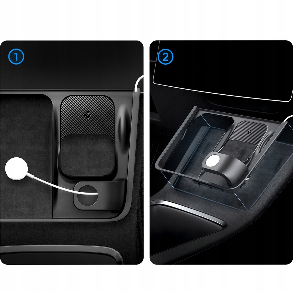 фото №14, Органайзер 3w1 spigen na ładowarkę iphone/airpods/watch do tesla model 3 / y