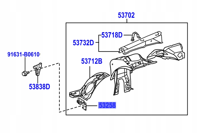 Купити 53258-30070 кронштейн lewego передній крила кронштейн підкрилок lexus gs rc