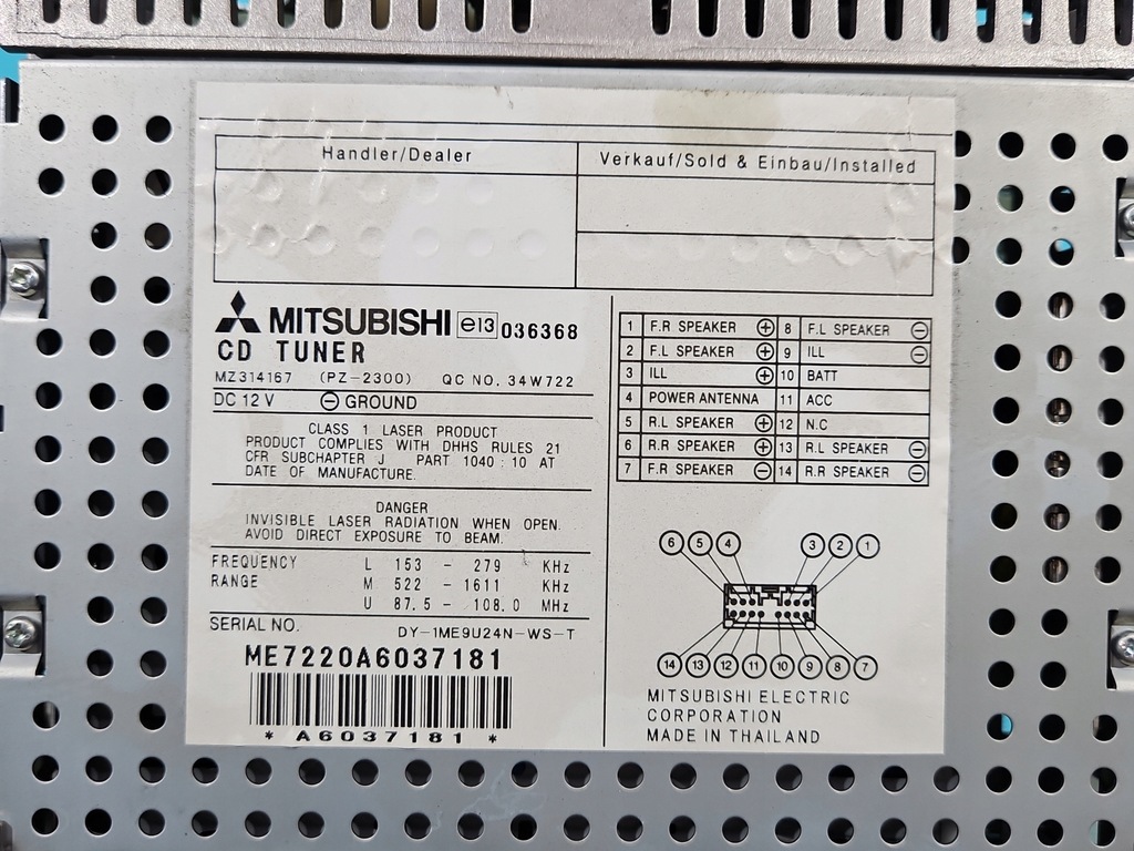 фото №5, Радио заводской mitsubishi colt z30 vi 04-12 mz314167 радиопроигрыватель